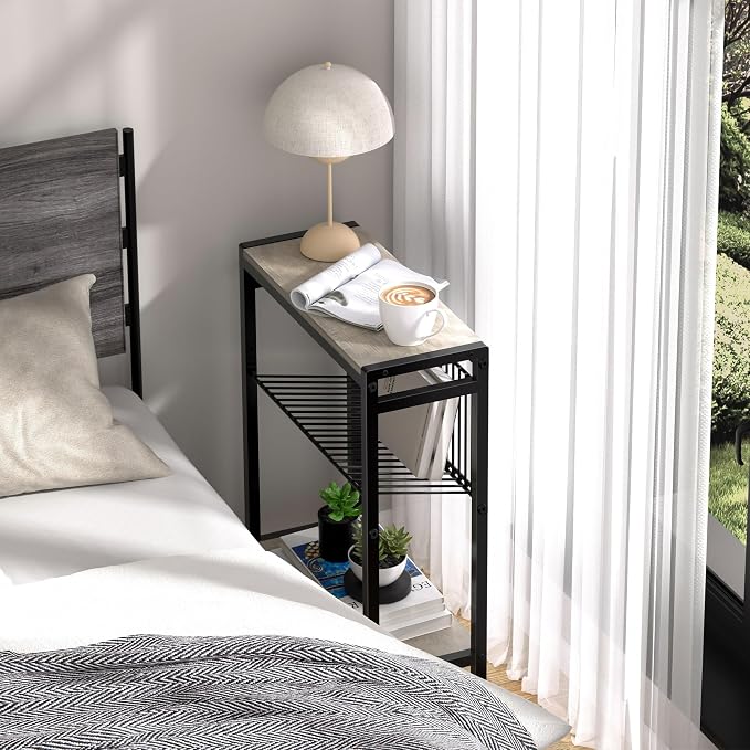 Small Side Table for Small Space, 3-Tier Narrow End Table - Image 2