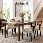 HNY Mid Century Modern Rattan Dining Chairs Set of 4, Farmhouse Linen - Image 8