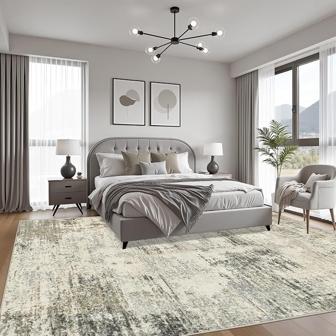 6x9 Area Rug Living Room: Modern Washable Soft Carpet Ash Brown | - Image 3