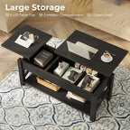 Rolanstar Coffee Table 47.2", 2 Way Lift Top Farmhouse Center Table - Image 4