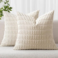MIULEE Corduroy Decorative Throw Pillow Covers 16x16 Cream White Pack of 2 | by MIULEE