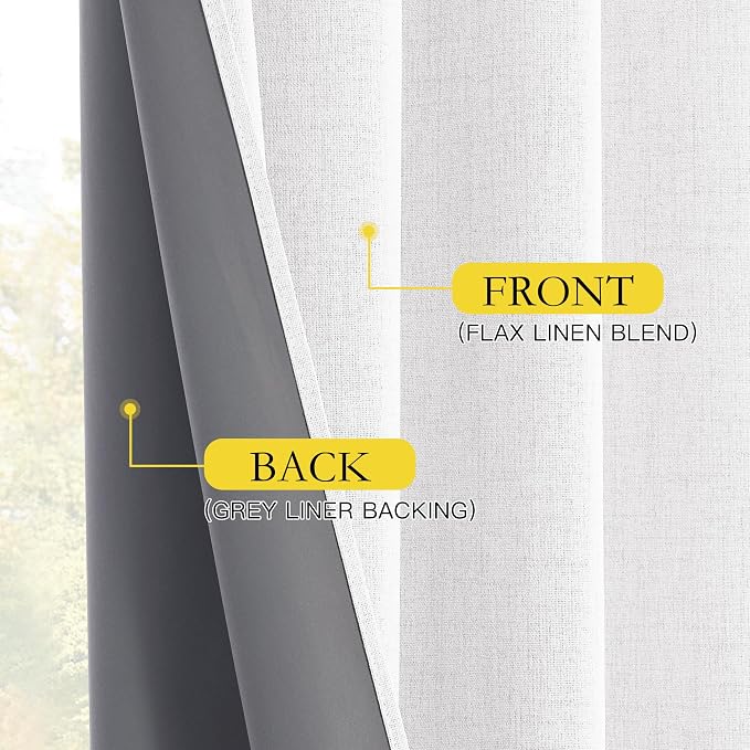 NICETOWN Full Blackout Linen Curtains 108" Length - Image 8