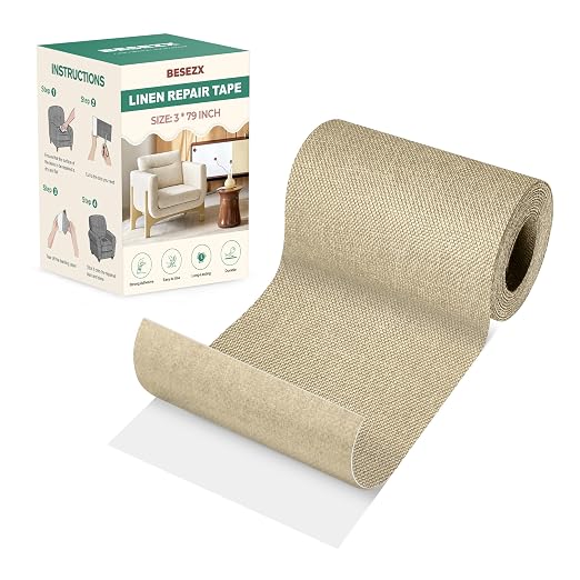 BESEZX Linen Fabric Repair Tape, 3x79 Inch Self Adhesive Repair Patches by Besezx