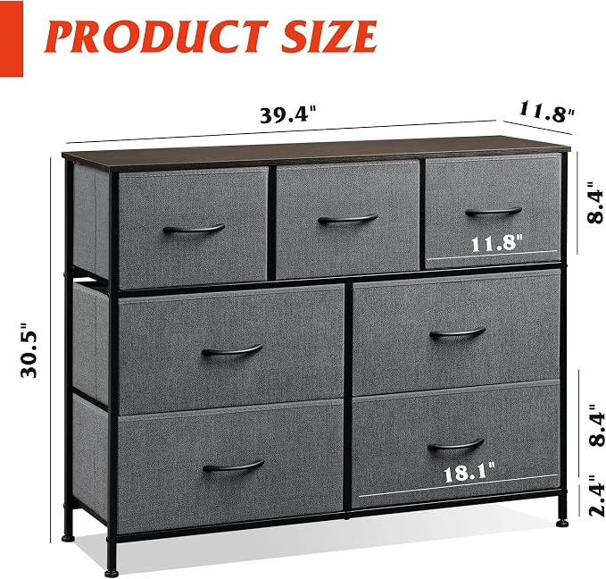 WLIVE 7 Drawer Dresser TV Stand, Entertainment Center, Media Console Table - Image 3