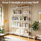 Huuger 5 Tier Bookshelf, L Shaped Corner Bookshelf - Image 4