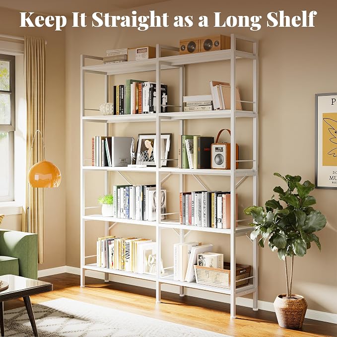 Huuger 5 Tier Bookshelf, L Shaped Corner Bookshelf - Image 4