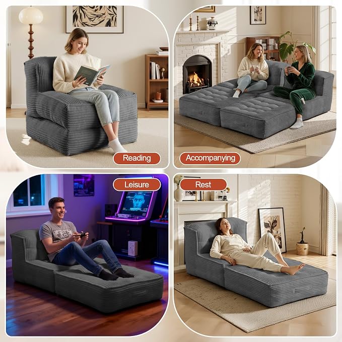5-in-1 Convertible Folding Sofa Bed, Frameless Convertible Couch - Image 6
