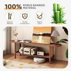 HollyHOME Bamboo TV Stand with Storage - Image 7