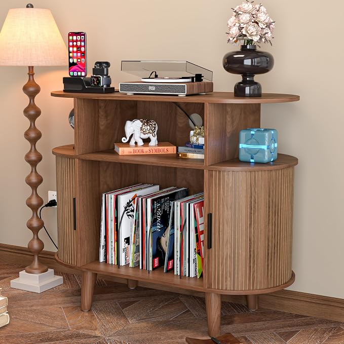 LUVIOHOME Large Round Record Player Stand - Image 2
