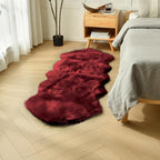 duduta Burgundy Faux Sheepskin Runner Rugs 2x6 ft, Fluffy Fur Couch Covers | by duduta