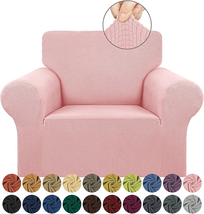 Stretch Chair Sofa Slipcover, Single Couch Cover, Dusty Pink | 1-Piece Washable by KEKUOU