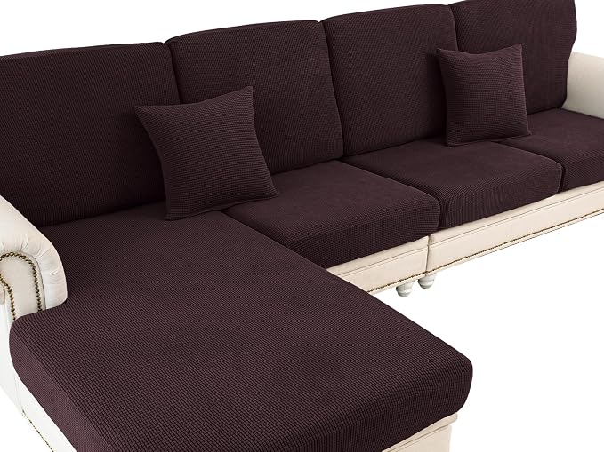 LA MEACK Couch Cushion Covers for Sectional Sofa L Shape Washable Separate Seat by LA+MEACK