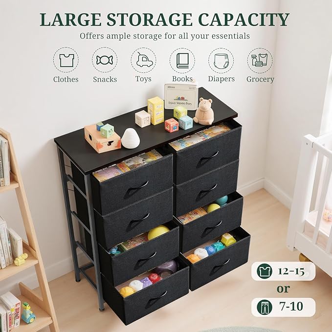 8-Drawer Dresser for Bedroom, Anti-Tip Tall Storage Organizer Chest of Drawers - Image 5