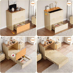 VINGLI Twin Murphy Bed with Storage Drawer, Fluted Wooden Foldable Bed Cabinet - Image 8