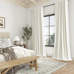 Ivory 100% Blackout Linen Curtains 108 Inch Length 2 Panels Set - Image 8