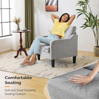 VINGLI Accent Chairs Set of 2 Gray Living Room Chairs Reading Chair - Image 3