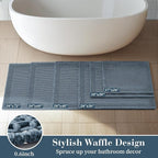 RESARE Waffle Bath Mat for Bathroom, Non Slip Bathroom Rugs 20"x32" Blue | - Image 5