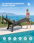 KINGYES HDPE Lounge Chair Outdoor, Patio Chaise Lounge Recliner - Image 7