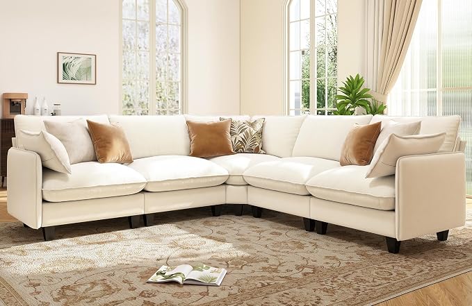Ihanherry 107" Oversized V-Shaped Modular Sectional Sofa, Cloud Couch by iHanHerry