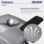 Nouhaus Ergo3D Ergonomic Office Chair Lumbar Support Mesh Office Chair - Image 9