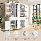 74.8''H High Freestanding Kitchen Pantry, Wooden Kitchen Organizers Cupboard - Image 5