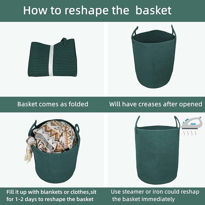 XUANGUO Cotton Rope Laundry Basket Hamper - Image 6