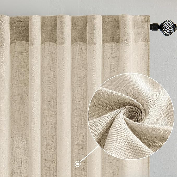 MIULEE Linen Curtains 52x54 Inch Length 2 Panels - Image 2