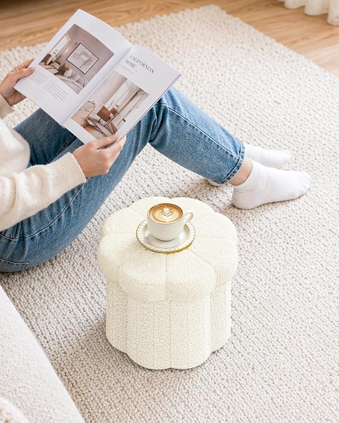 B FSOBEIIALEO Storage Ottoman Foldable, Sunflower Shaped Small Footrest - Image 2