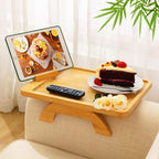 SINWANT Couch Arm Tray Table, Large Bamboo Couch Armrest Table by SINWANT