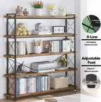 HCHQHS Large Bookshelf, 5-Tier Long Industrial Bookcase, Rustic Brown Book Shelf - Image 6