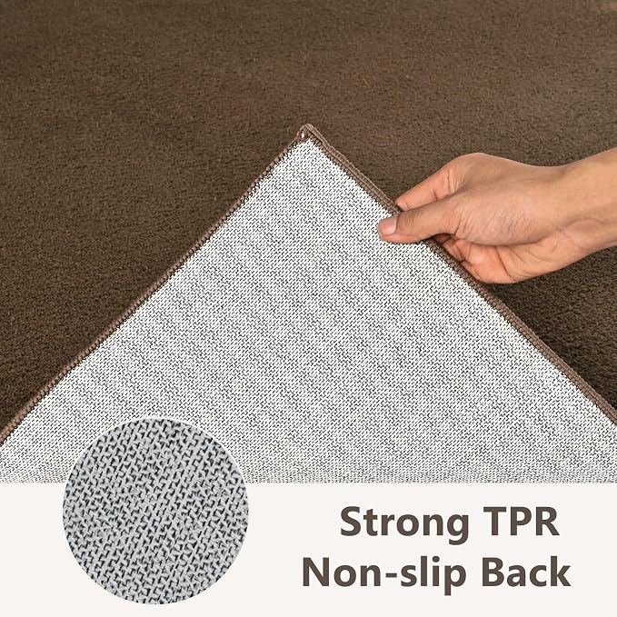 2x8 Beige Brown Solid Runner Rug Washable Non-Slip - Image 5