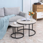 HOMCOM Round Nesting Tables Set of 2, Stacking Coffee Table Set - Image 2