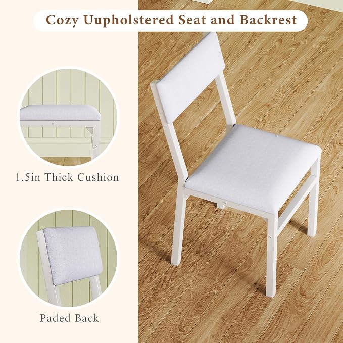 HUAHUU Dining Table Set for 4, Extendable Kitchen Table Cushion Chairs Set of 4 - Image 6