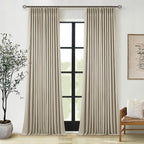 Burlywood Birch 100% Blackout Pinch Pleated Linen Curtains 105 Inches Long | by Twodrapes