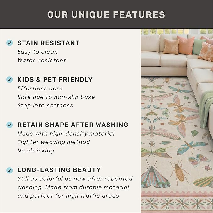 Neutral Girl Nursery Rug 4x6 - Image 7