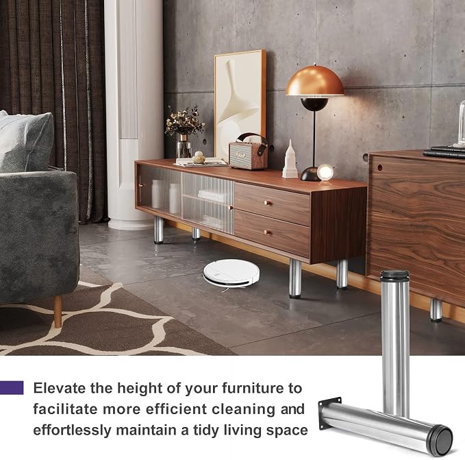 12 Inch Metal Furniture Legs Stainless Steel Adjustable Legs Silver Metal Legs - Image 4