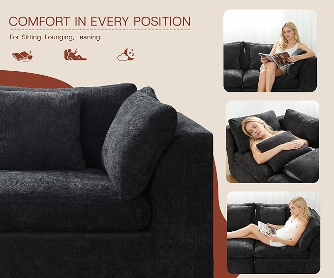 110'' Oversized Cloud Sectional Boneless Couch - Image 9