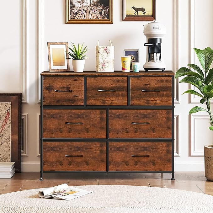 7-Drawer Dresser for Bedroom, Anti-Tip Wide Storage Organizer Fabric Chest of - Image 2