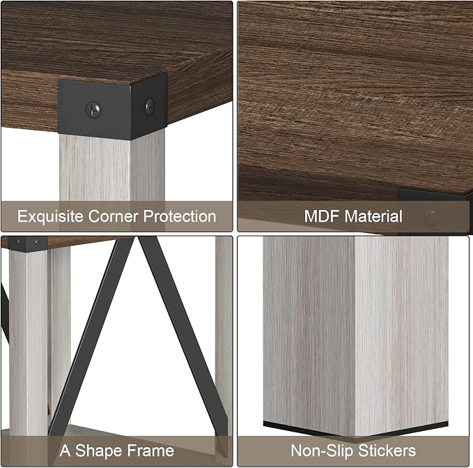 Treocho Farmhouse End Table Set of 2, Rustic Vintage Nightstand Side Table - Image 4