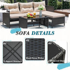 Greesum 3 Piece Patio Furniture Set Outdoor Wicker Rattan Sectional Sofa - Image 7