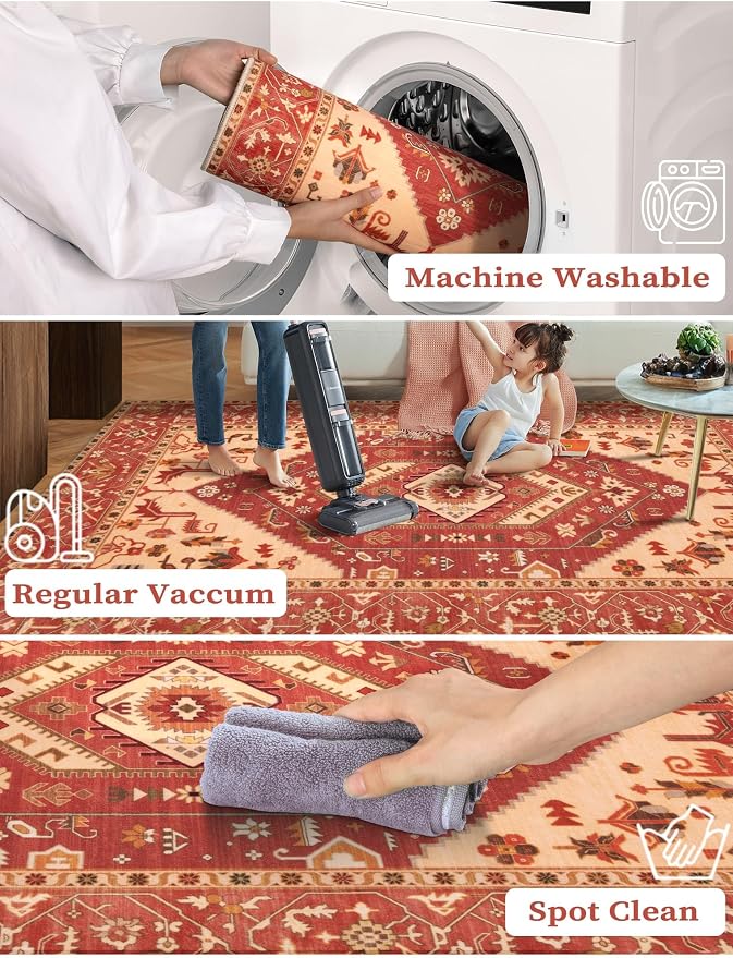 SERISSA 2'6"x14' Washable Non Slip Boho Runner Rug - Image 3