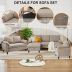 84" Convertible Sectional Sofa Set, 3 Seat L Shaped Couch - Image 4
