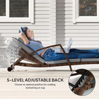 Outsunny Wicker Chaise Lounge Chair Outdoor Set of 2, 5-Position Adjustable - Image 4