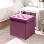 B FSOBEIIALEO Storage Ottoman Cube Velvet Tufted Folding Ottomans - Image 7