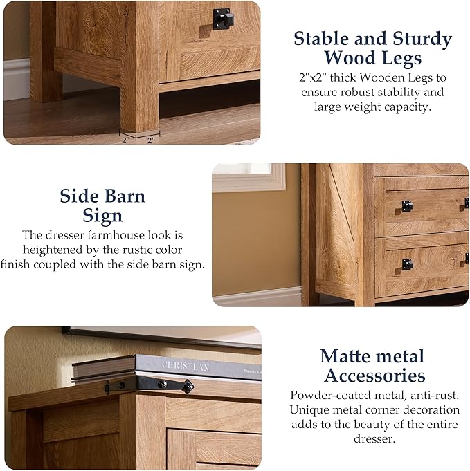 T4TREAM Farmhouse 5 Drawers Dresser Chests - Image 6