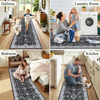 HEBE Hallway Runner Rug 2'x8', Washable Non Slip Kitchen Rug Runner | Soft Boho - Image 6