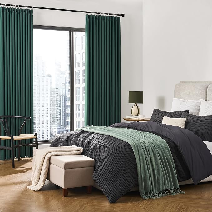Dark Green Blackout Curtains 72 Inches Long, Pinch Pleated Drapes - Image 4