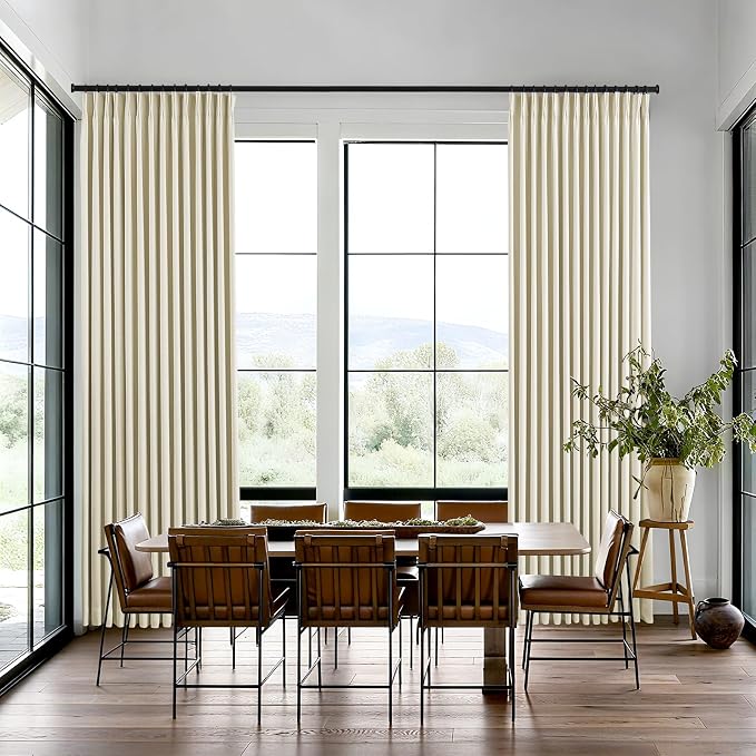 Pinch Pleated Linen Curtains 100% Blackout 102 Inches Long - Image 5