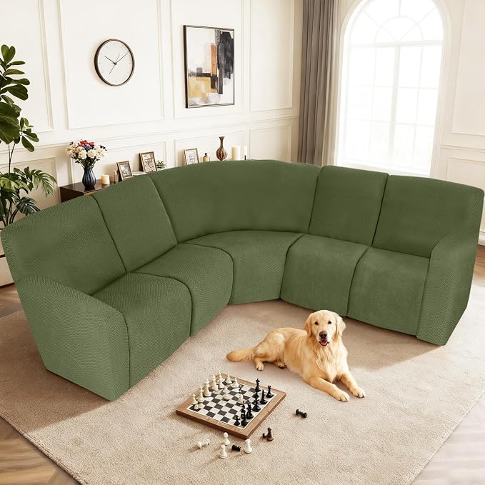ALIECOM 100% Waterproof Recliner Sectional Couch Covers L Shape Stretch Corner - Image 2