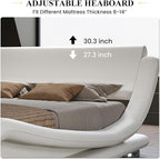 SHA CERLIN Full Size Upholstered Bed Frame, Deluxe Low Profile Sleigh Bed - Image 4